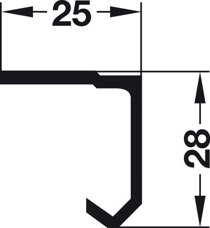 Hafele Running Track Screw Mounting, 2500 mm Length