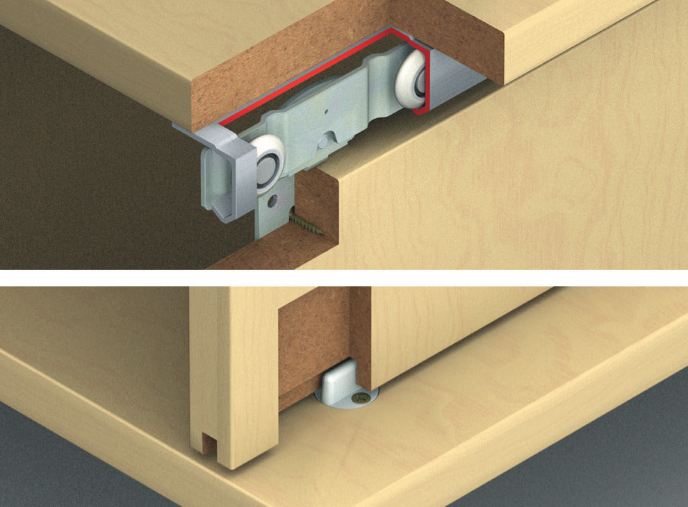 Hafele Double Wheel Running Gear, for Hangar Infront, for door weight up to 62 lbs