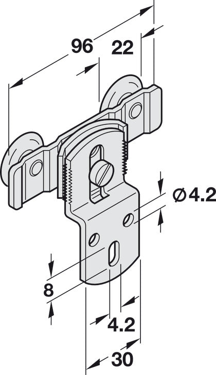 Hafele Double Wheel Running Gear, for Hangar Infront, for door weight up to 62 lbs
