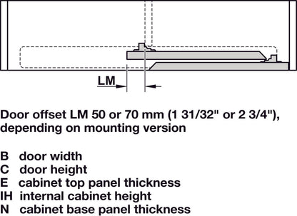 Hafele Slido F-Flush52 20A Sliding Door Hardware, Two Door Set, Black Anodized, for Door Width 450 mm