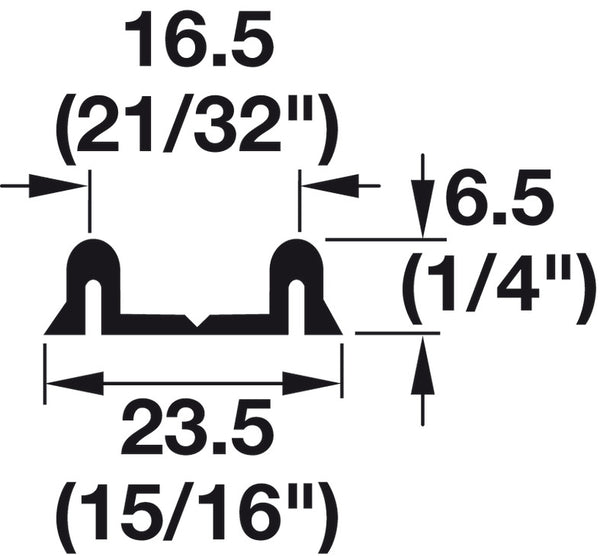 Hafele Aluminum Double Lower Running Track, for Slido F-Line14 25A, Screw-Mounting, 3500 mm Length