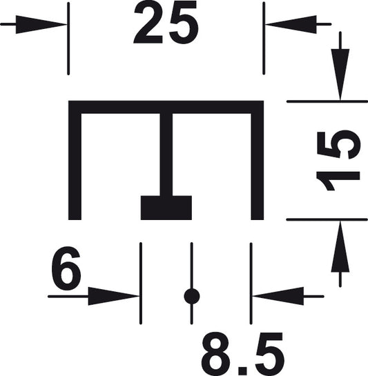 Hafele Aluminum Double Upper Guide Track, for Slido F-Line14 25A, Screw-Mounting, 2500 mm Length
