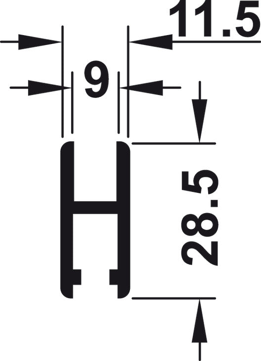 Hafele Runner Housing Profile, for Slido F-Line14 25A, 2500 mm length