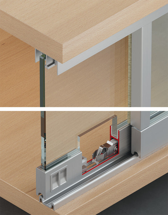 Hafele Slido F-Line14 25A Running Gear, for Sliding In and Tightening