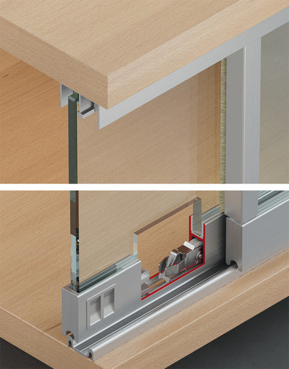 Hafele Slido F-Line14 25A Running Gear, for Sliding In and Tightening