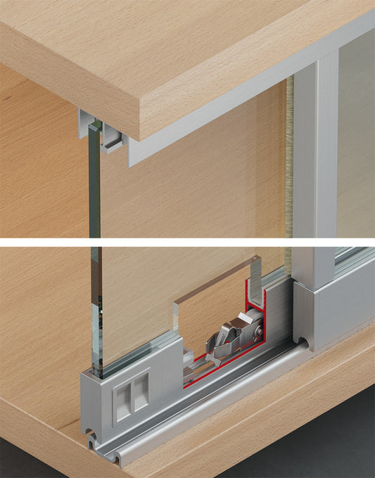 Hafele Slido F-Line14 25A Running Gear, for Sliding In and Tightening