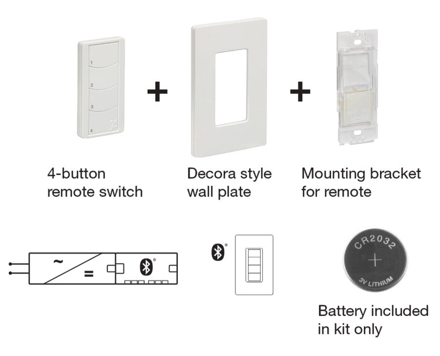 Hafele Loox5 Connect Mesh Decora Style 4-Button Remote Wall Light Switch with Wall Plate Kit, Battery Powered