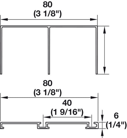 Hafele Aluminum Anodized Bright Track Set, for S 80 Sliding Door, 3000 mm Length