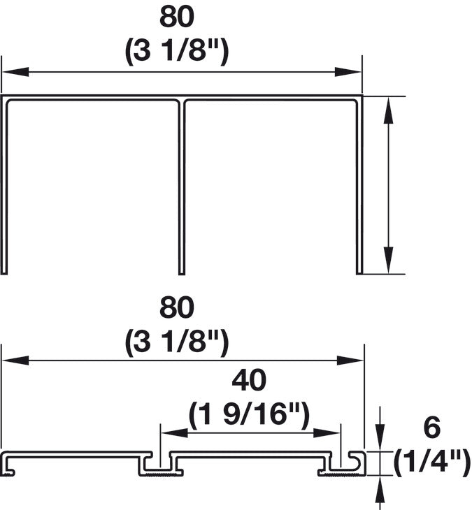 Hafele Aluminum Anodized Matt Track Set, for S 80 Sliding Door, 2000 mm Length