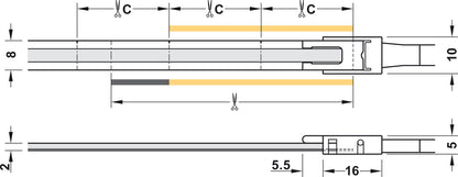Hafele Loox5 3107 LED Strip Light, Tunable White 2-Wire (2700K-5000K), Medium Intensity, 24V