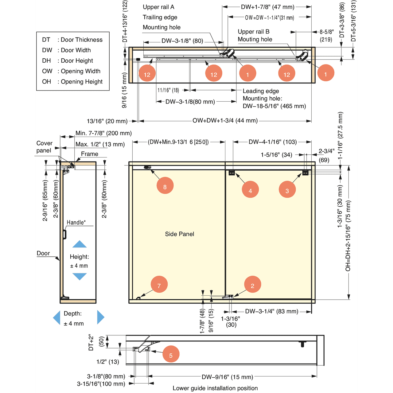 Sugatsune Mono Flat Unison Flush Sliding Door Hardware System, Heavy Duty