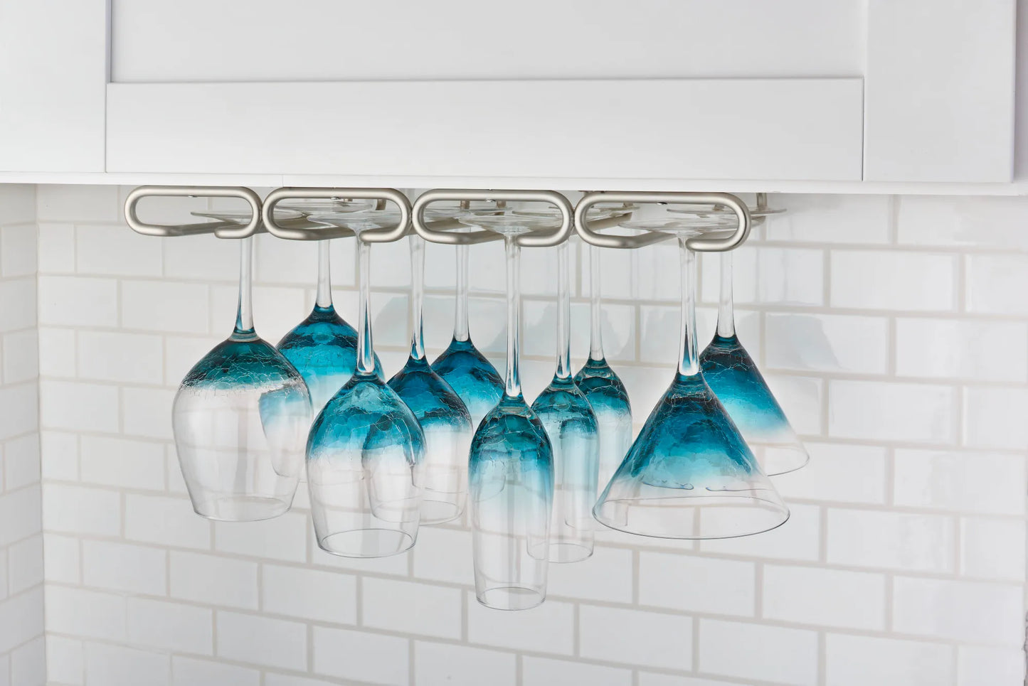 Rev-A-Shelf Under Cabinet Quad Wine Glass Stemware Rack, 11" Satin Nickel (Silver)