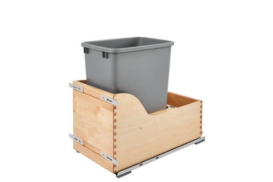 Rev-A-Shelf 4WCSC Wood Bottom Mount Waste Bin Pull Out for Overlay Application, with Blum Movento, Blumotion Soft-Close