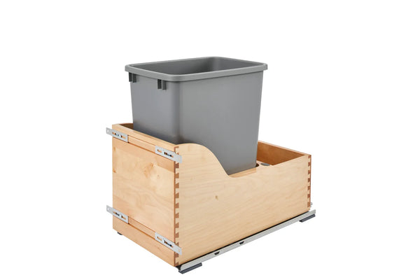 Rev-A-Shelf 4WCSC Wood Bottom Mount Waste Bin Pull Out for Overlay Application, with Blum Movento, Blumotion Soft-Close