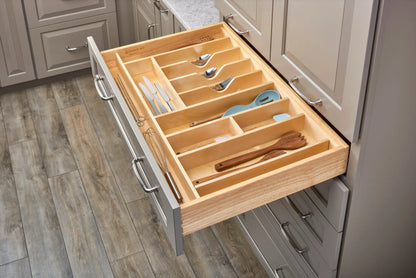 Rev-A-Shelf 4WUTCT Trimmable Wood Cutlery Tray Insert with Added Utensil Space, for 36" Base Drawer