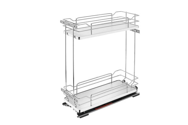 Rev-A-Shelf 5322 Contemporary Cabinet Base Pull-Out Chrome Wire 2-Tier with Blumotion Soft-Close Slides for 12