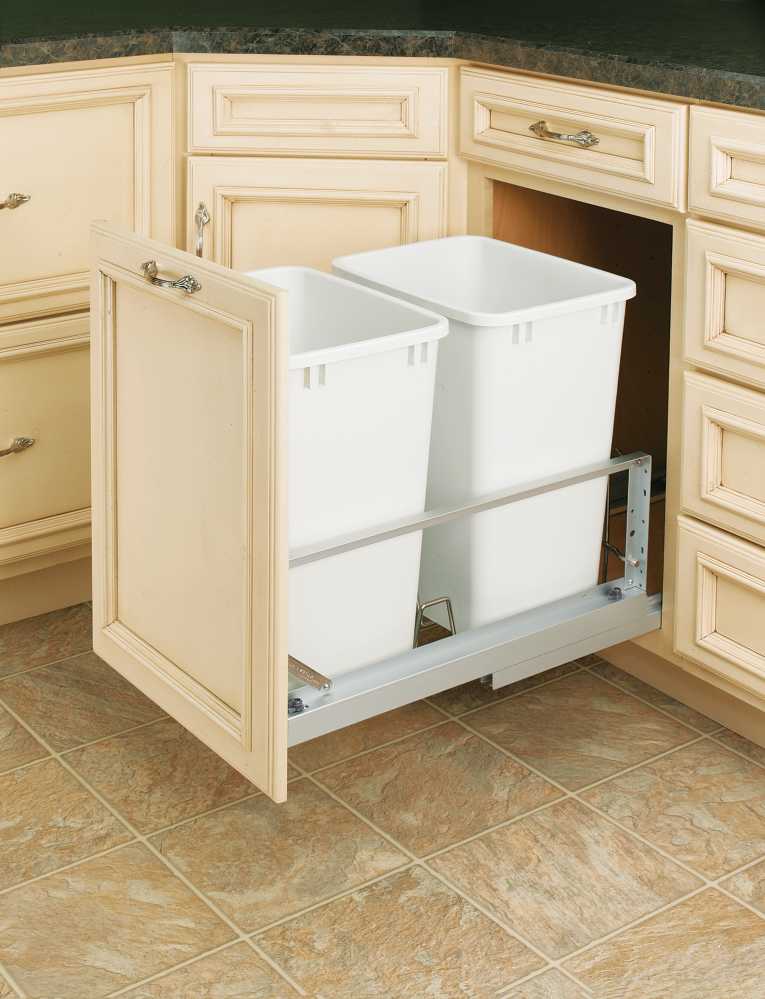 Rev-A-Shelf 5349 Aluminum Waste Bin Pull Out with Soft Close