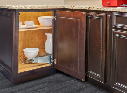 Rev-A-Shelf 5881 Series Chrome Wire Half-Moon Lazy Susan w/ Pivot and Slide