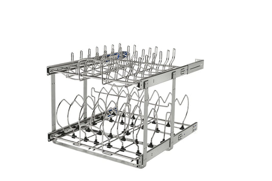 Rev-A-Shelf 5CW2 Two-Tier Cookware Organizer Base Pull-Out with Ball-Bearing Soft-Close Slides