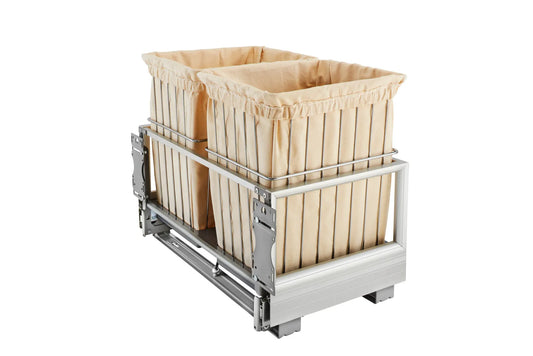 Rev-A-Shelf CH Aluminum Bottom Mount Double Wire Hamper, Aluminum/Silver (CH-241419-RM-217)