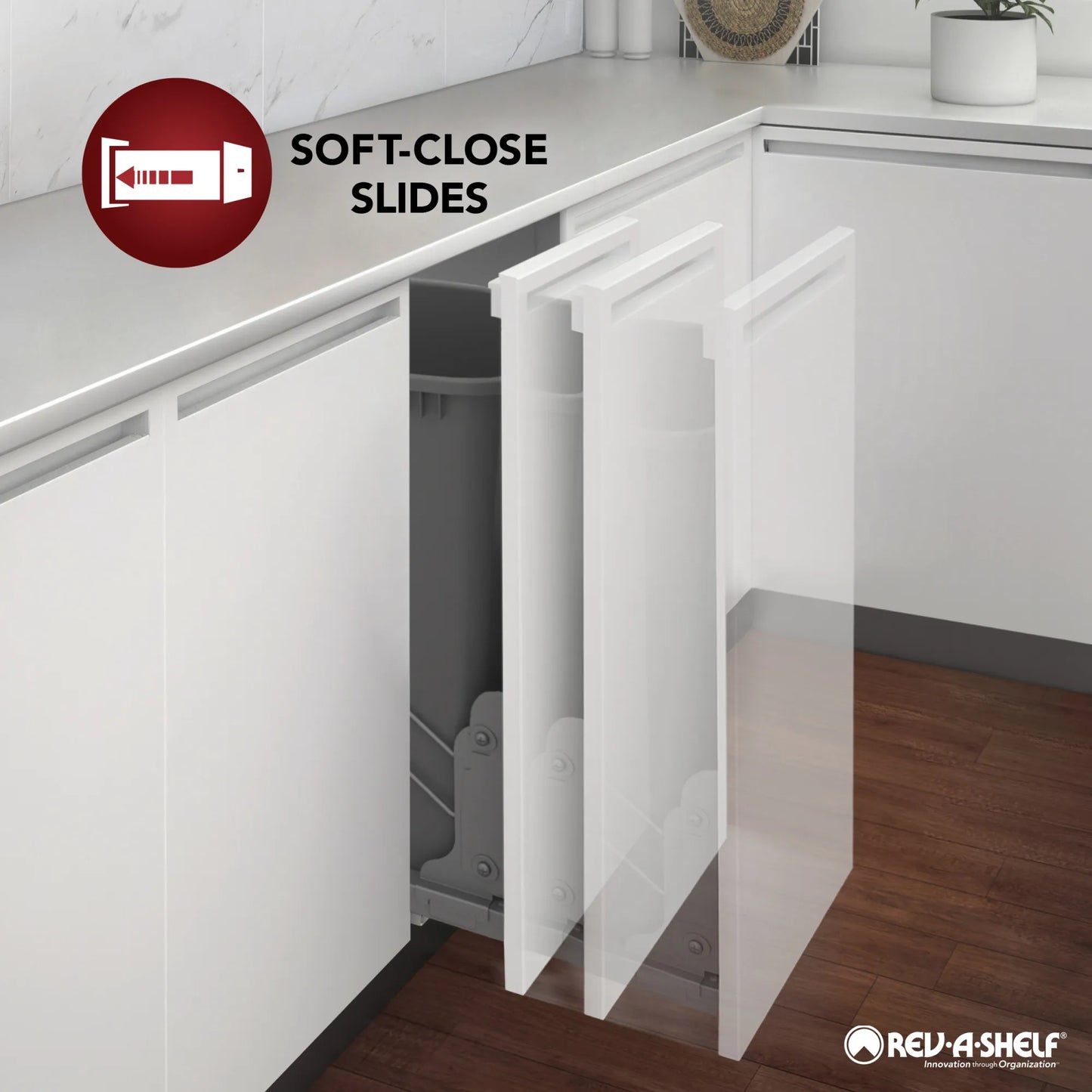Rev-A-Shelf CH Aluminum Bottom Mount Double Wire Hamper, Aluminum/Silver (CH-241419-RM-217)