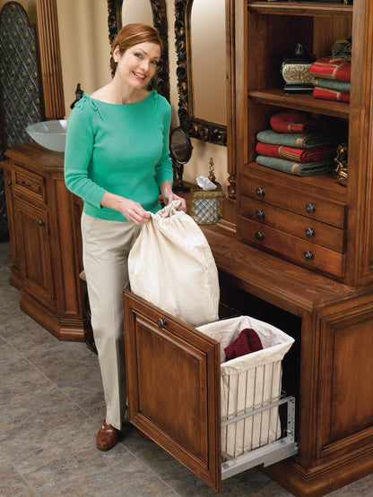 Rev-A-Shelf CH Aluminum Bottom Mount Double Wire Hamper, Aluminum/Silver (CH-241419-RM-217)