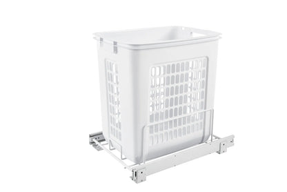 Rev-A-Shelf Wire Bottom Mount White Polymer Hamper, 20" Deep with Full Extension Slides