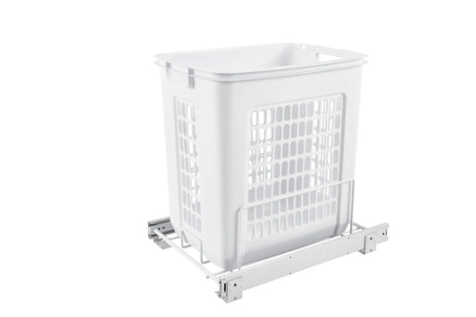 Rev-A-Shelf Wire Bottom Mount White Polymer Hamper, 20" Deep with Full Extension Slides