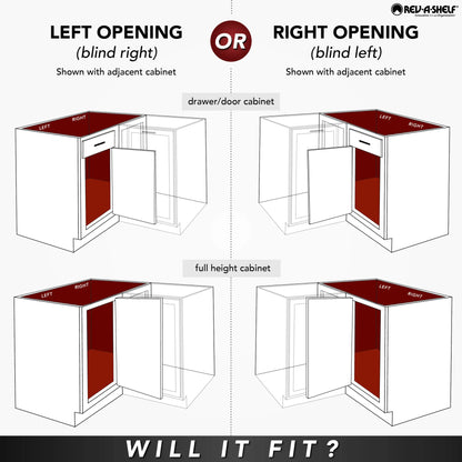 Rev-A-Shelf LD-4NW Series Natural Wood Half-Moon Lazy Susan w/ Pivot and Slide