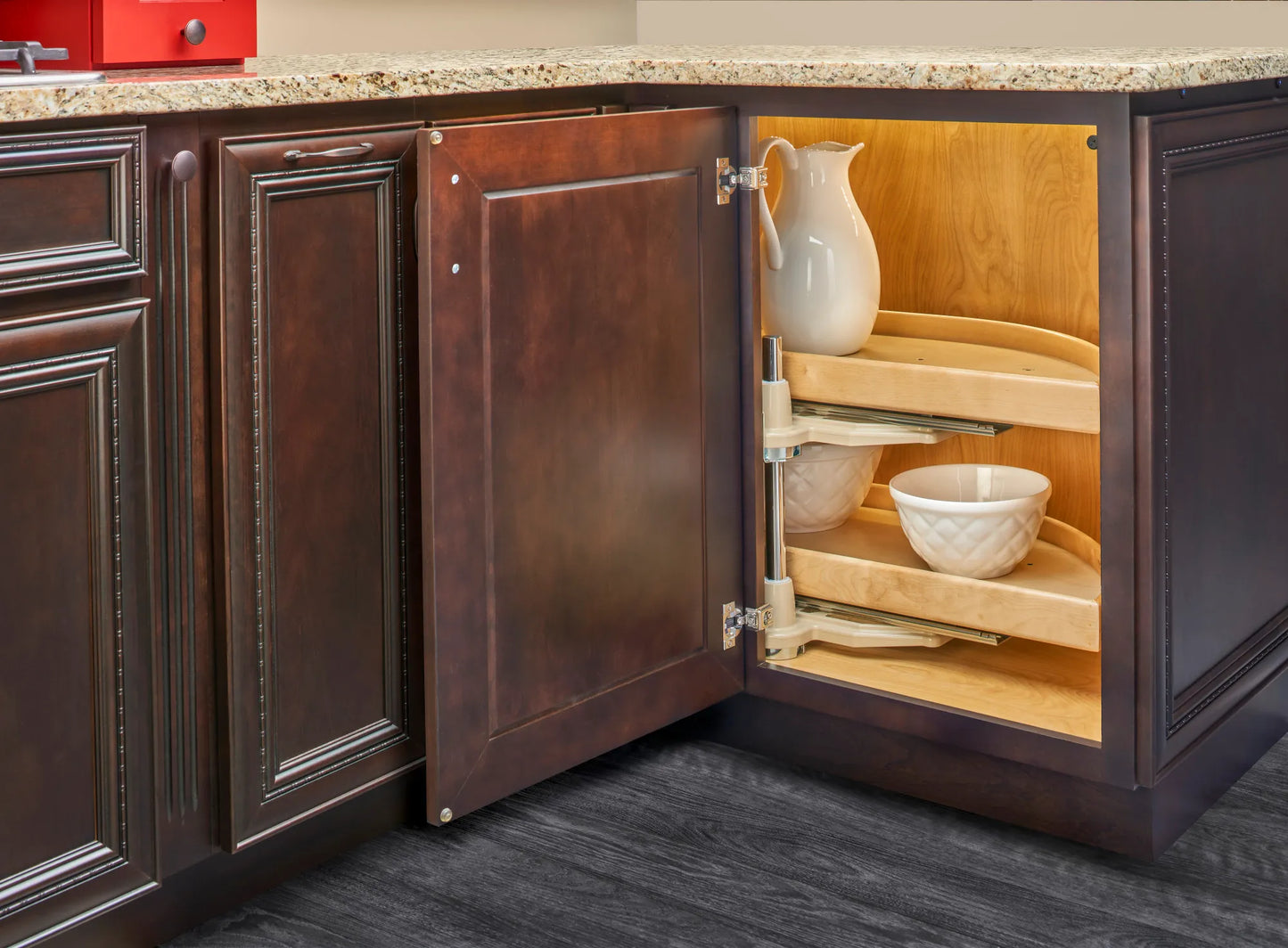 Rev-A-Shelf LD-4NW Series Natural Wood Half-Moon Lazy Susan w/ Pivot and Slide