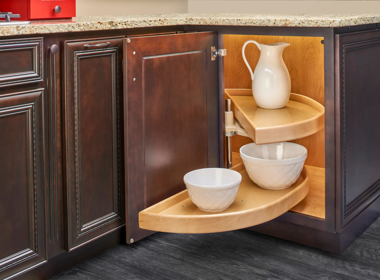 Rev-A-Shelf LD-4NW Series Natural Wood Half-Moon Lazy Susan w/ Pivot and Slide
