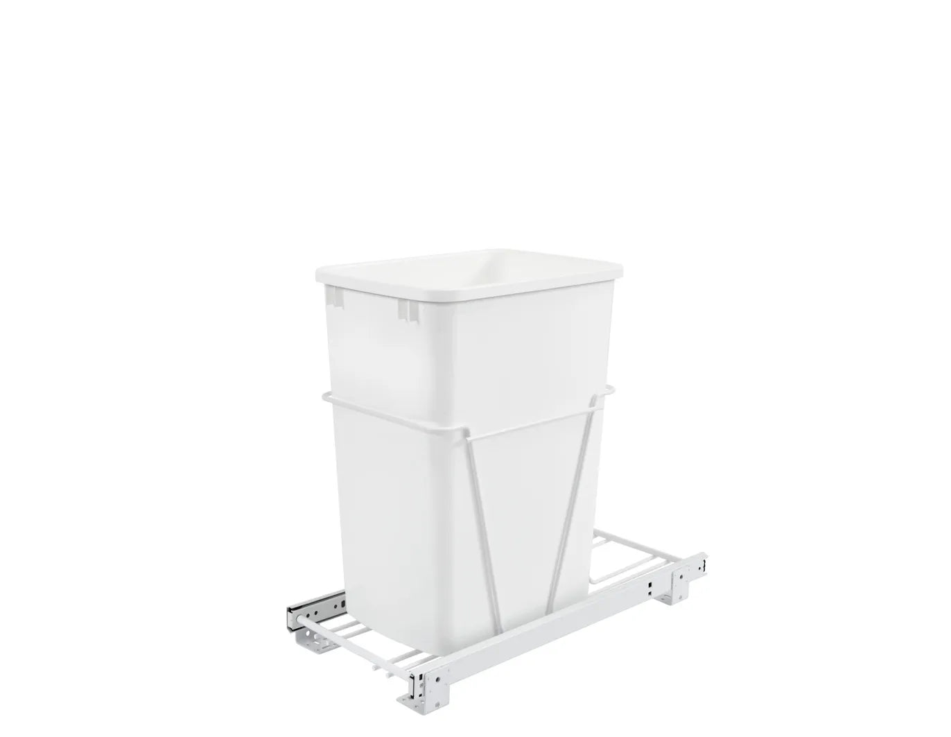 Rev-A-Shelf Wire Bottom Mount Waste Bin Pull Out, Single 35 Quart White