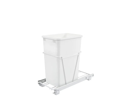 Rev-A-Shelf Wire Bottom Mount Waste Bin Pull Out, Single 35 Quart White