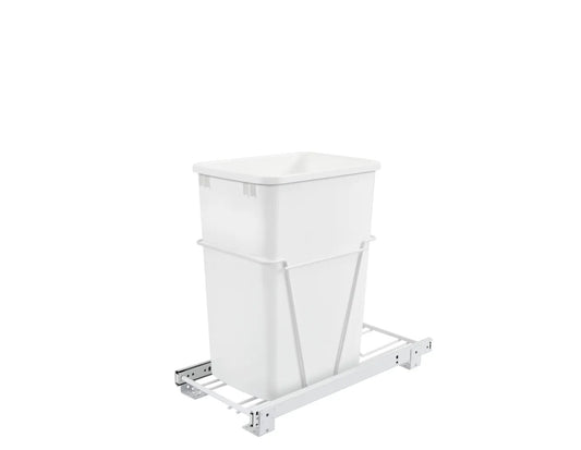 Rev-A-Shelf Wire Bottom Mount Waste Bin Pull Out, Single 35 Quart White