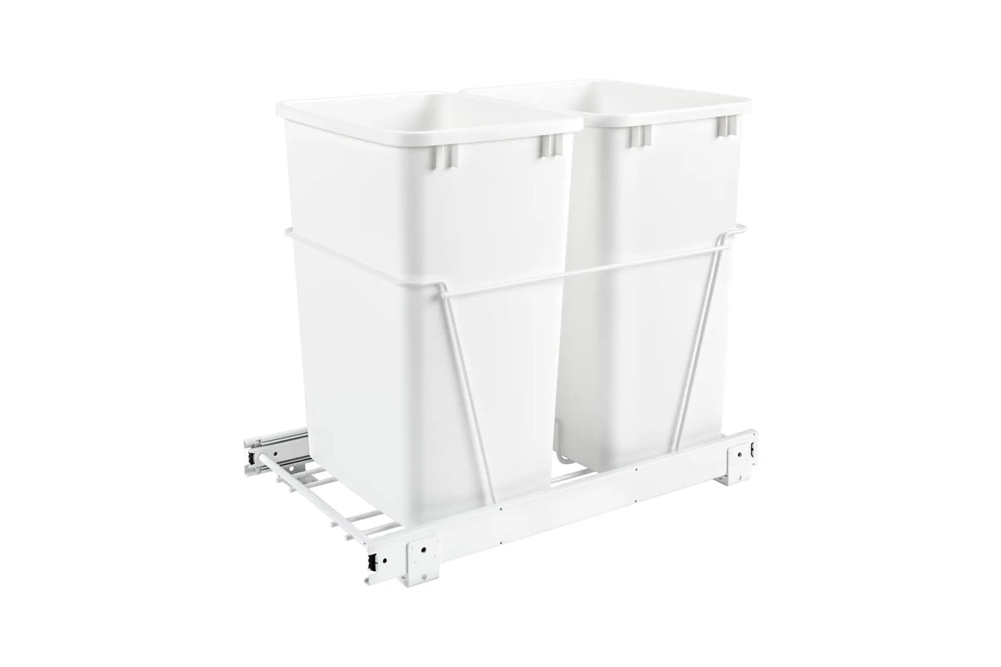 Rev-A-Shelf Wire Bottom Mount Waste Bin Pull Out, Double 35 Quart White