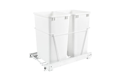 Rev-A-Shelf Wire Bottom Mount Waste Bin Pull Out, Double 35 Quart White