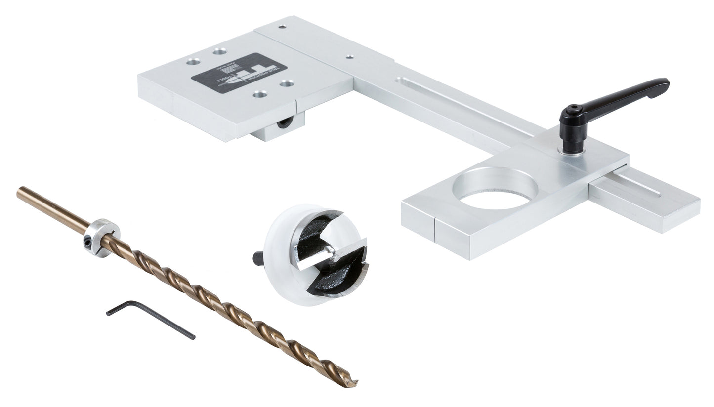 True Position Cabinet Light Jig with 2-1/4" Puck Drill Bit, Includes Case