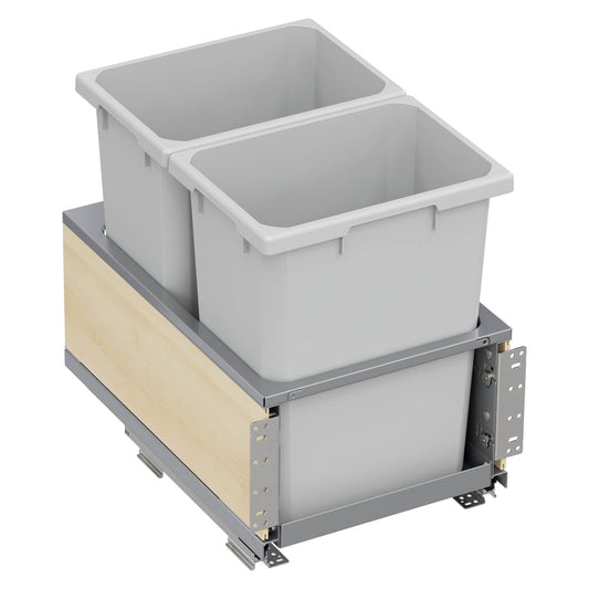 Vauth Sagel ENVI® Planero® 35 Quart Under Drawer Bottom Mount Waste Bin Pull Out with Soft Close, Double Bin, Includes Side Panels (for Min. 15" Face Frame/ 16" Frameless Cabinet Opening)