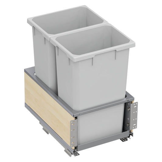 Vauth Sagel ENVI® Planero® 50 Quart Under Drawer Bottom Mount Waste Bin Pull Out with Soft Close, Double Bin, Includes Side Panels (for Min. 15" Face Frame/ 16" Frameless Cabinet Opening)