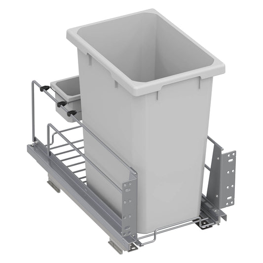 Vauth Sagel ENVI® Saphir FLATPACKED 35 Quart Under Drawer Bottom Mount Waste Bin Pull Out with Soft Close, Single Bin & Box (for Min. 12" Face Frame/ 13" Frameless Cabinet Opening)
