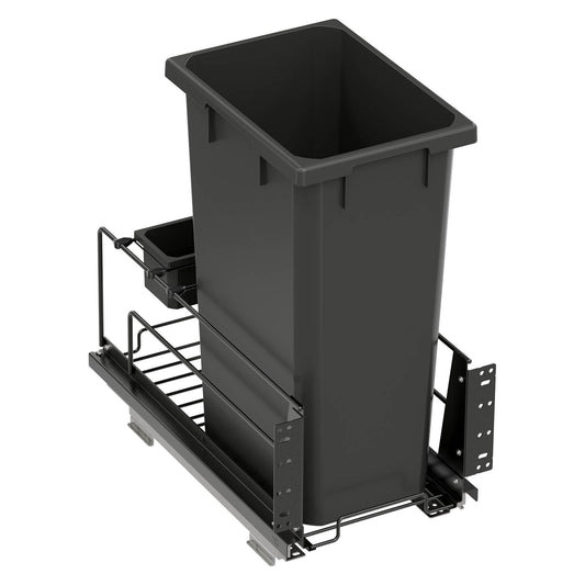 Vauth Sagel ENVI® Saphir 50 Quart Full Height Bottom Mount Waste Bin Pull Out with Soft Close, Single Bin & Box (for Min. 12" Face Frame/ 13" Frameless Cabinet Opening)