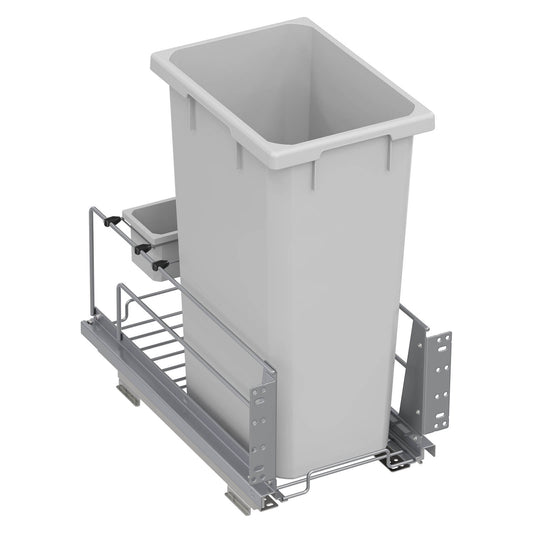 Vauth Sagel ENVI® Saphir FLATPACKED 50 Quart Full Height Bottom Mount Waste Bin Pull Out with Soft Close, Single Bin & Box (for Min. 12" Face Frame/ 13" Frameless Cabinet Opening)