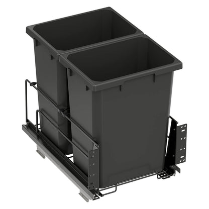 Vauth Sagel ENVI® Saphir 35 Quart Under Drawer Bottom Mount Waste Bin Pull Out with Soft Close, Double Bin (for Min. 15" Face Frame/ 16" Frameless Cabinet Opening)