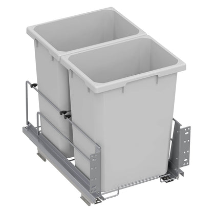 Vauth Sagel ENVI® Saphir 35 Quart Under Drawer Bottom Mount Waste Bin Pull Out with Soft Close, Double Bin (for Min. 15" Face Frame/ 16" Frameless Cabinet Opening)