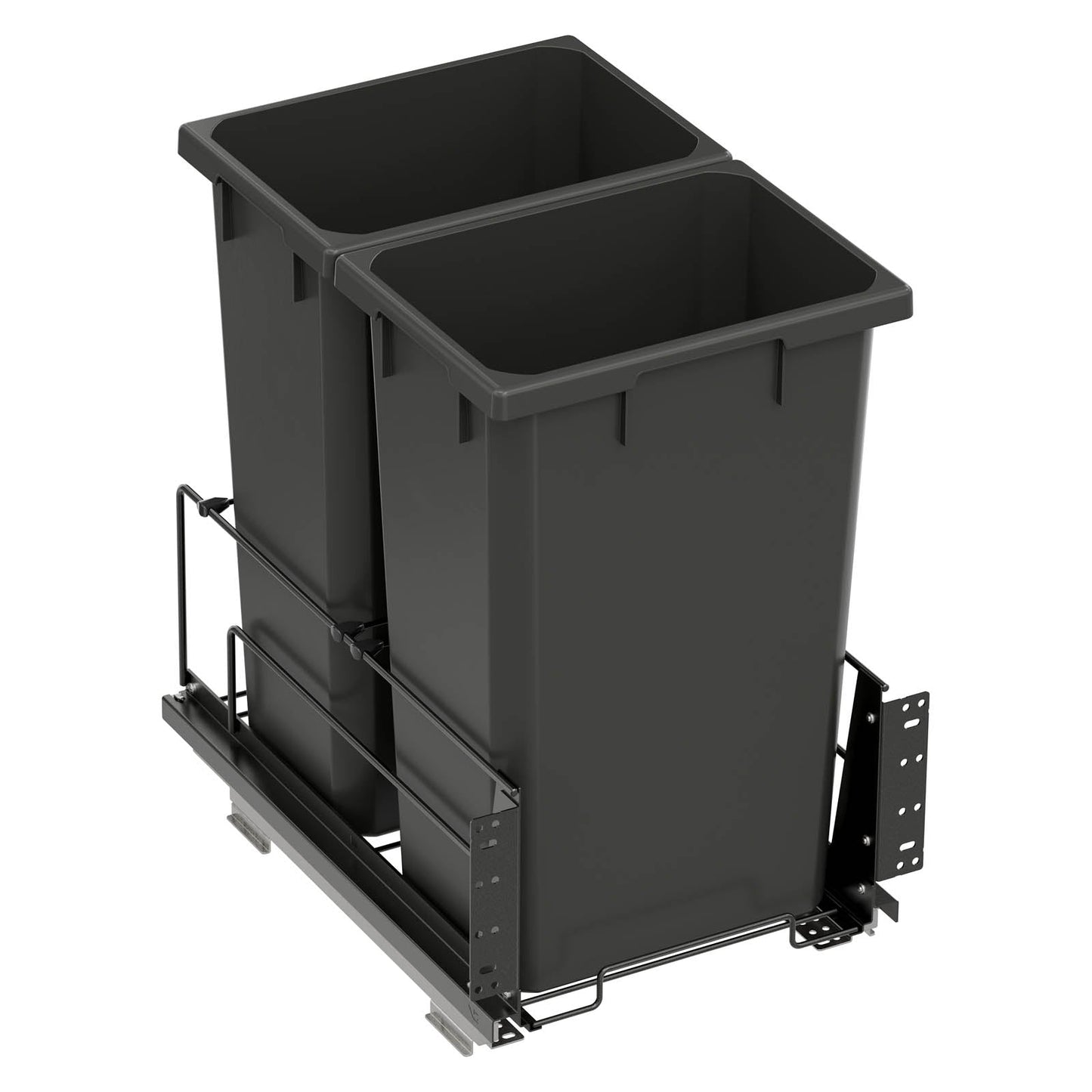 Vauth Sagel ENVI® Saphir 50 Quart Full Height Bottom Mount Waste Bin Pull Out with Soft Close, Double Bin (for Min. 15" Face Frame/ 16" Frameless Cabinet Opening)