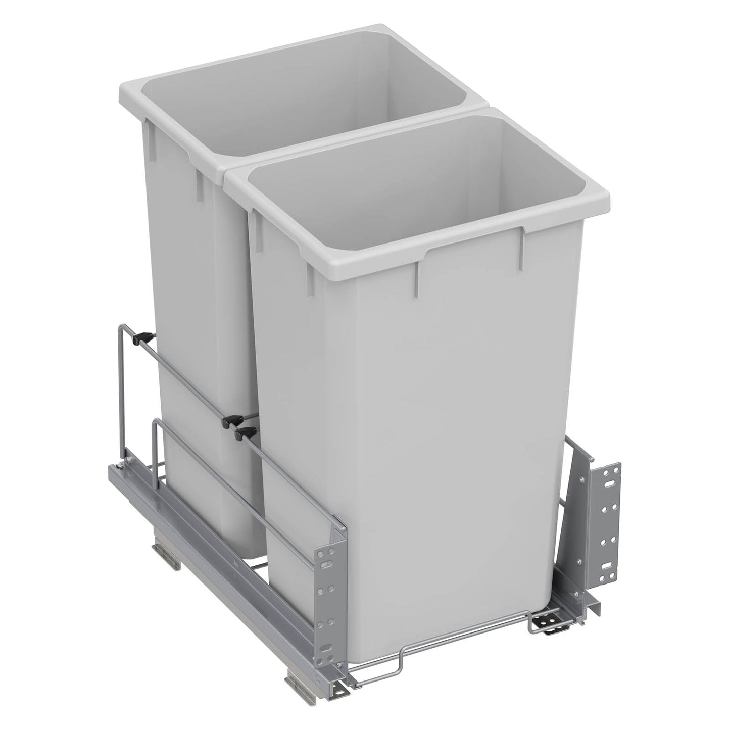 Vauth Sagel ENVI® Saphir FLATPACKED 50 Quart Full Height Bottom Mount Waste Bin Pull Out with Soft Close, Double Bin (for Min. 15" Face Frame/ 16" Frameless Cabinet Opening)