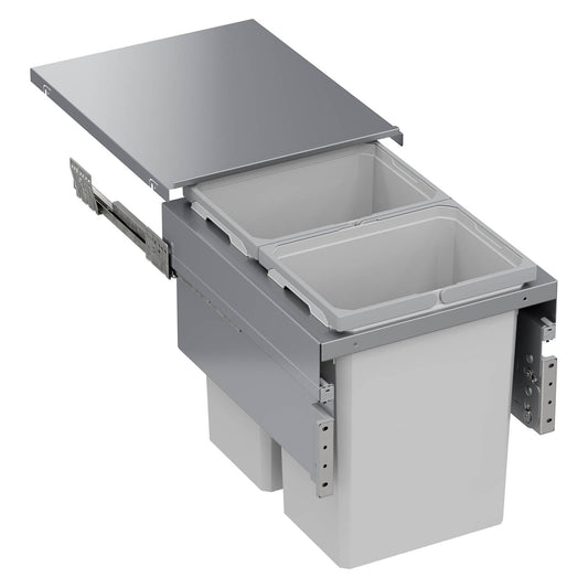 Vauth Sagel ENVI® Space XX 31 Quart Under Drawer Top Mount Waste Bin Pull Out with Soft Close, Double Bin (for 16-1/2" Frameless Cabinet Opening, 18" Cabinet Width)