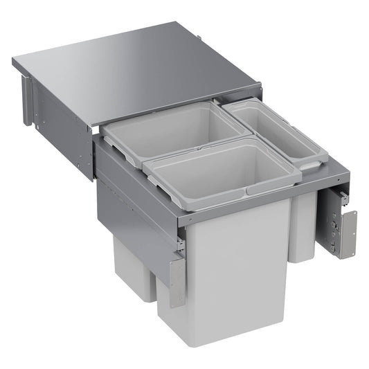 Vauth Sagel ENVI® Space XX 31 Quart Under Drawer Top Mount Waste Bin Pull Out with Soft Close, Triple Bin (for 21" Face Frame Cabinet Opening, 24" Cabinet Width)