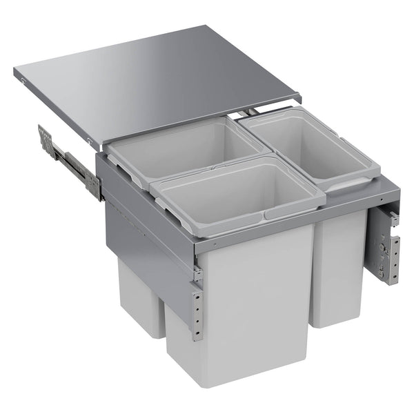 Vauth Sagel ENVI® Space XX 31 Quart Under Drawer Top Mount Waste Bin Pull Out with Soft Close, Triple Bin (for 22-1/2