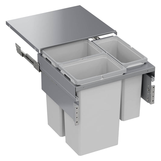 Vauth Sagel ENVI® Space XX 31 Quart Full Height Top Mount Waste Bin Pull Out with Soft Close, Triple Bin (for 22-1/2" Frameless Cabinet Opening, 24" Cabinet Width)